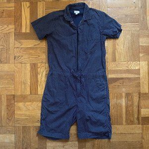 F W K Engineered Garments Combi Navy Blue Polka Dot Romper S